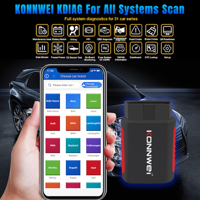 Konnwei Kdiag All system Car Diagnostic Tool.